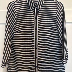 The Limited Navy and White Striped Button Down Shirt